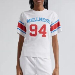 Sporty and Rich Wellness 94 Rugby Tee M White Blue Red Athletic Collegiate Style